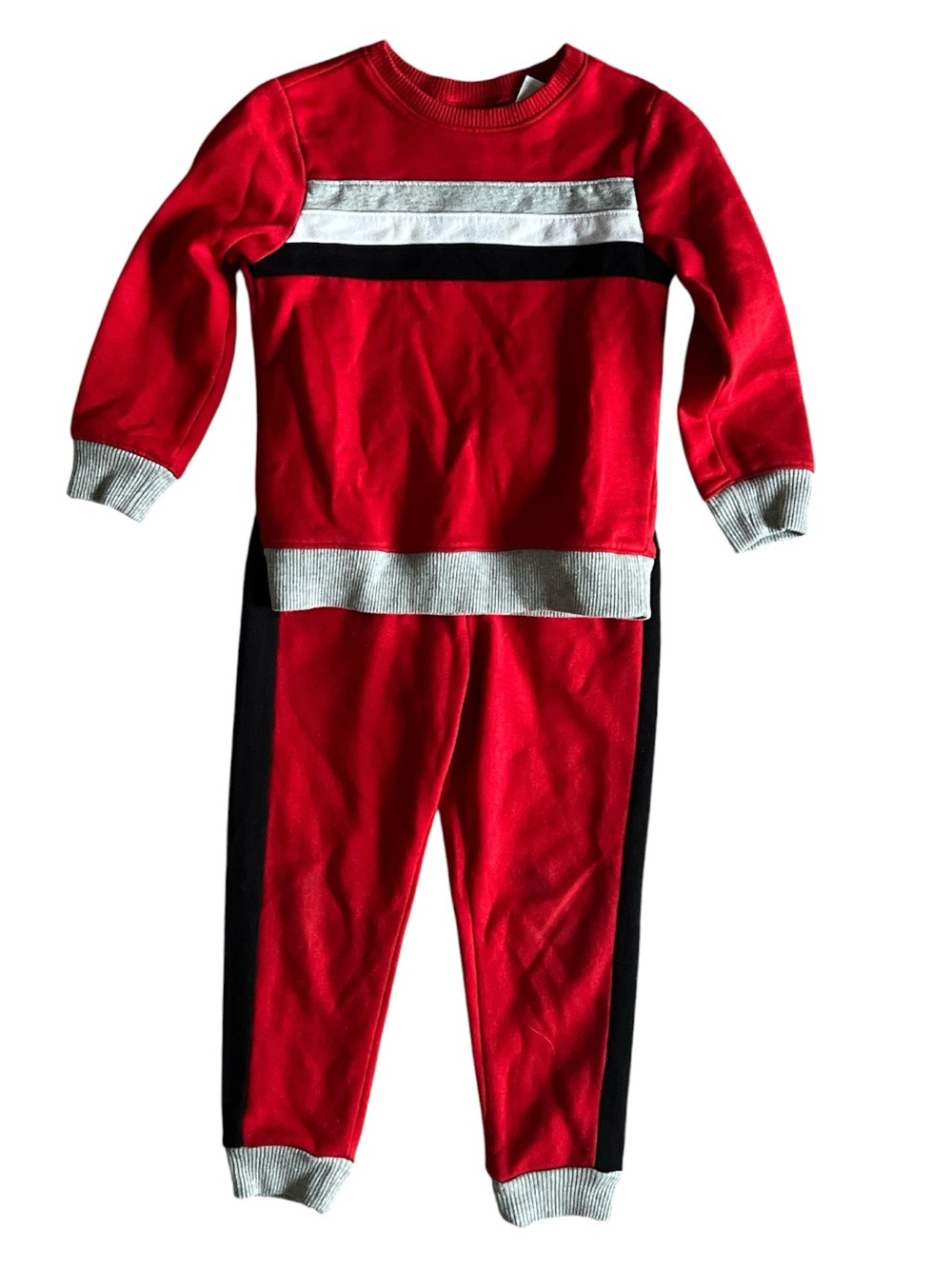 The Children's Place Red Sweat Set with White & Black Accents Size 4T